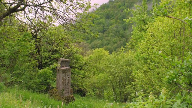 Khachkars near the Haghartsin Monastery in Dilijan, Tavush Province, Armenia