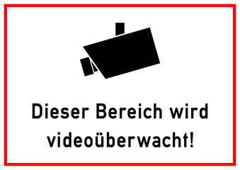 vss76 VideoSurveillanceSign vss - ks404 Kombi-Schild - Videoüberwachung - Dieser Bereich wird videoüberwacht! - DIN A1 A2 A3 A4 A5 Plakat - schwarz / rot xxl g6535