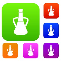 Bottle with olive oil set icon in different colors isolated vector illustration. Premium collection