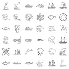 Water icons set. Outline style of 36 water vector icons for web isolated on white background