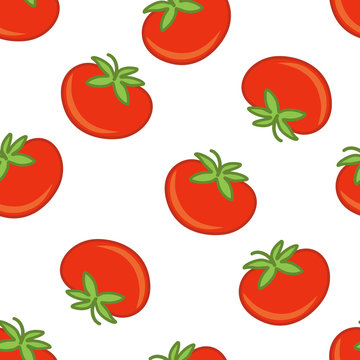 seamless background of red tomatoes on a white background