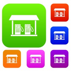 Gas station set icon in different colors isolated vector illustration. Premium collection