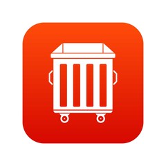 Dumpster on wheels icon digital red for any design isolated on white vector illustration