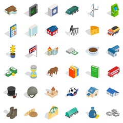 Money icons set. Isometric style of 36 money vector icons for web isolated on white background