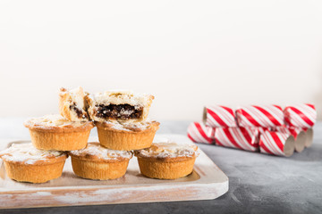Mince pies filled with vine fruits, traditional christmas food