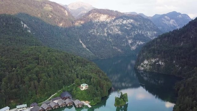 Beautiful view of the Konigsee lake near Jenner mount in Berchtesgaden National Park, Upper Bavarian Alps, Germany, Europe. Beauty of nature concept background aerial drone video