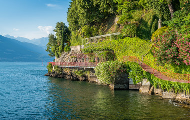 The scenic "Walk of Lovers" in Varenna, Lake Como. Lombardy, Italy.