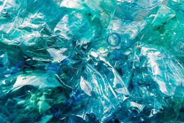 Crushed plastic bottles heap