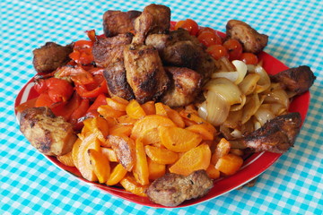 fried pork and vegetables