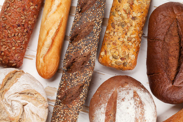 Various crusty bread and buns