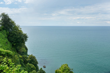 Beautiful view of the sea coast from the mountain. View of the sea
