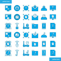 Internet Security  Blue Icons set style
