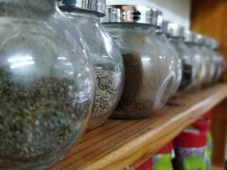 Glass jars of spices