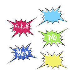 Set of bright colorful blank speech bubbles. Colorful icons isolated on white background. Comic and cartoon style.