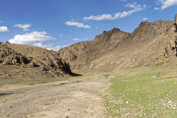 Rocky hills against the blue sky.