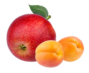 Collage of fresh fruits isolated on white background with clipping path