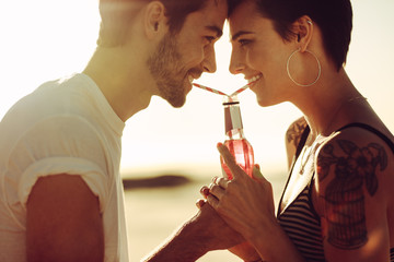 Couple caught in a beautiful moment