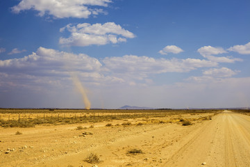 Whirlwind kick up dust on the plain