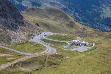 Fototapeta na wymiar Alpine valley, high mountain roads