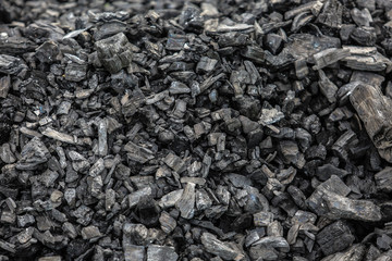 Detail of char-coal made from wood for bbq
