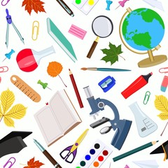 Seamless pattern on school theme. Vector illustration.