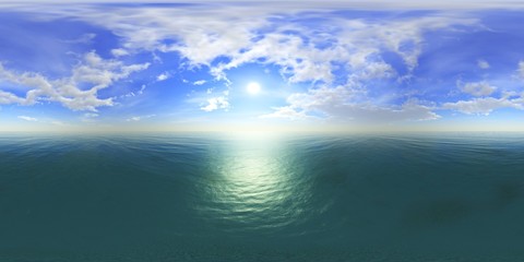 panorama of sea sunset. Environment map. HDRI . equidistant projection. Spherical panorama. landscape. 3d rendering
