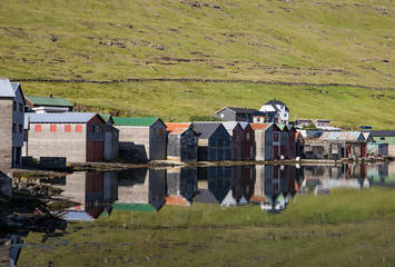 Fototapeta na wymiar Sørvágur is a village on the island of Vágar in the Faroe Islands.