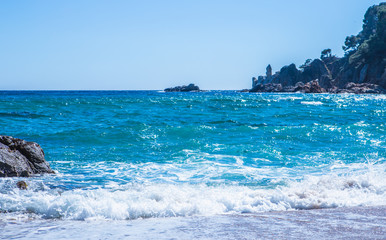Sea coast in Blanes, Santa Crictina Beach, Costa Brava, Spain