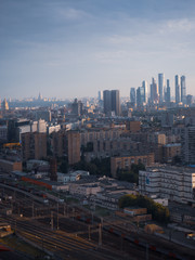 Fototapeta na wymiar Aerial evening view of Moscow city