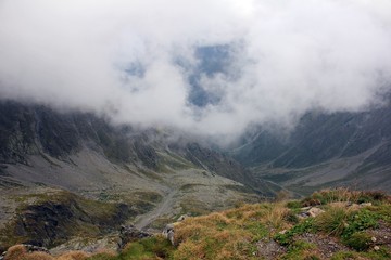 Alpine valley and clouds