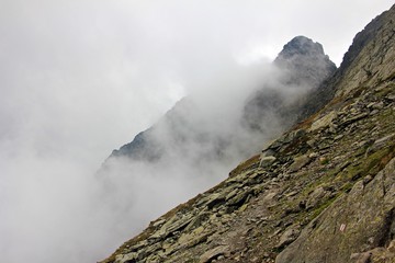 Summit surrounded by clouds