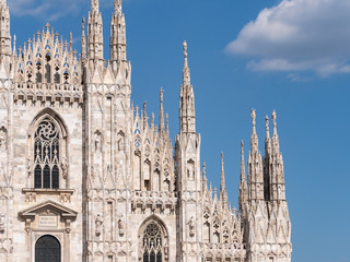 Fototapeta premium Milan, Italy - June 2018 : Famous Milan Cathedral (Duomo di Milano), view of the architecture detail