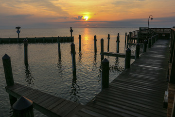 Southern Maryland Sunrise at North Beach Pier in Calvert County Maryland USA