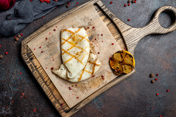 Roasted squid on board