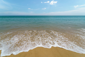 Fototapeta na wymiar Text Space blue sky sea shore beach