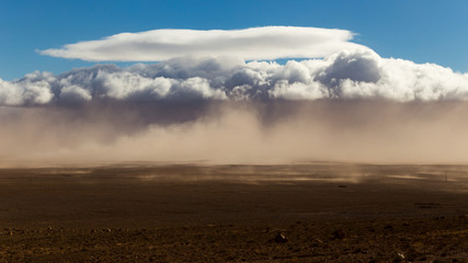 Powerful sandstorm in the Sahara desert, Morocco