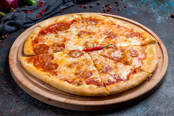Pepperoni pizza on plate