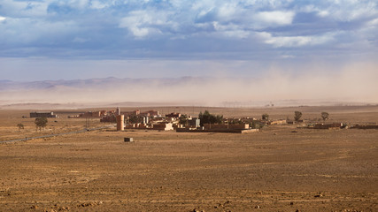 Fototapeta na wymiar Traditional Moroccan villages as seen all around the Sahara desert