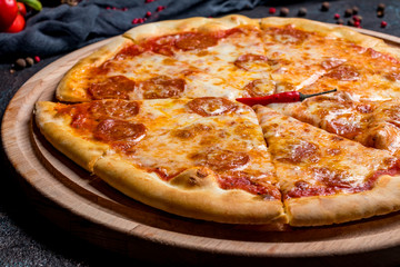 Pepperoni pizza on plate