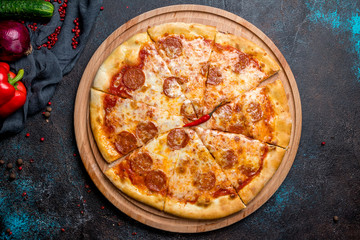 Pepperoni pizza on plate