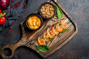 Tiger prawns on the grill