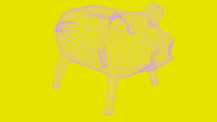 Piggy Bank wireframe poly mesh 3d render illustration