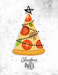 Poster christmas tree pizza