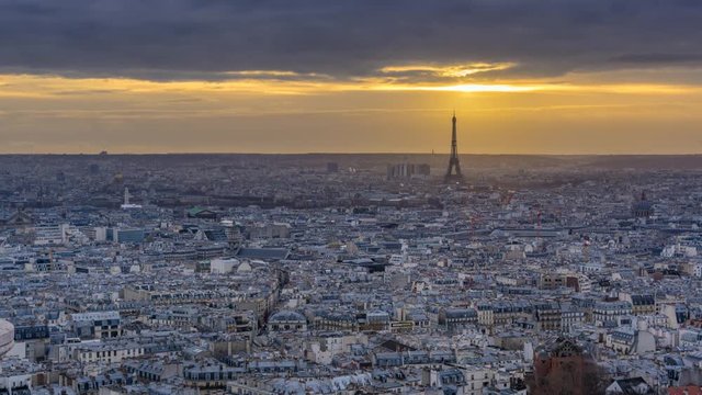 Paris at sunset as seen from Sacre Coeur