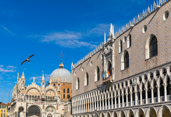 Fototapeta na wymiar Piazza San Marco with Campanile. Venice, Italy. Campanile di Venezia located at Piazza San Marco, Italy