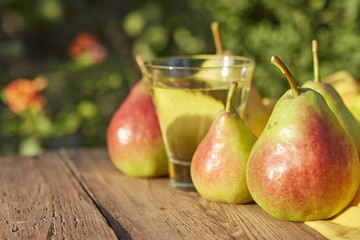 Pears and cider in a glass