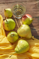 Pears and cider in a glass