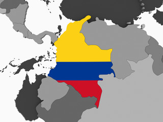Obraz premium Colombia with flag on globe