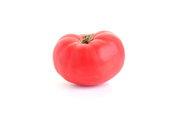 Red, juicy tomato on a white background.