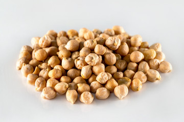 Chickpea beans at white iisolated background.